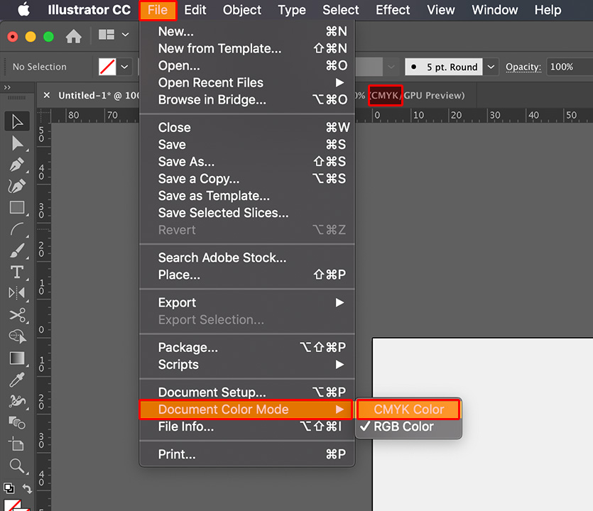 일러스트레이터 - 작업중인 파일의 컬러모드 변경방법